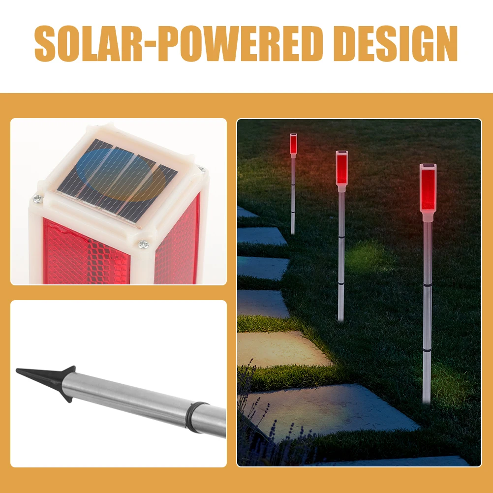 

5pcs Solar Barricade Lights LED Strobe Warning Light Outdoor Rainproof Stainless Steel Garden Road Traffic Signal Lamp