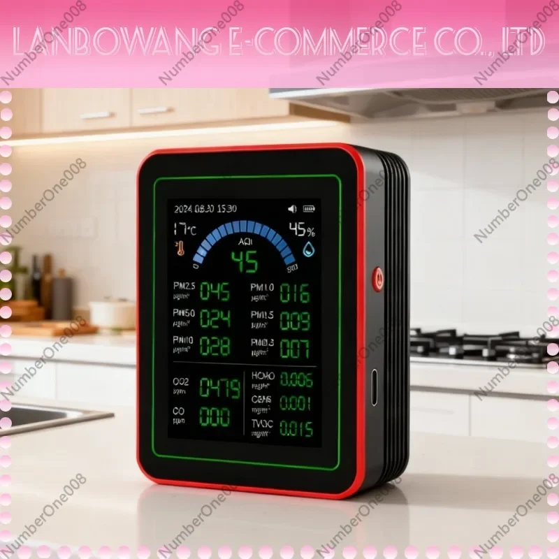 18-in-1 Carbon Dioxide Monitor, Pm2.5, Pm1.0, Formaldehyde Detector, Temperature & Humidity Air Quality Meter