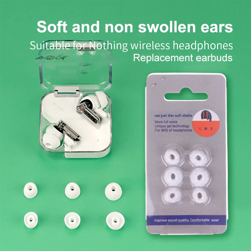6Pcs Silicone Ear Tips Soft Elastic Replacement Earplugs for Nothing Ear Bluetooth Headset TWS Tips Headphones
