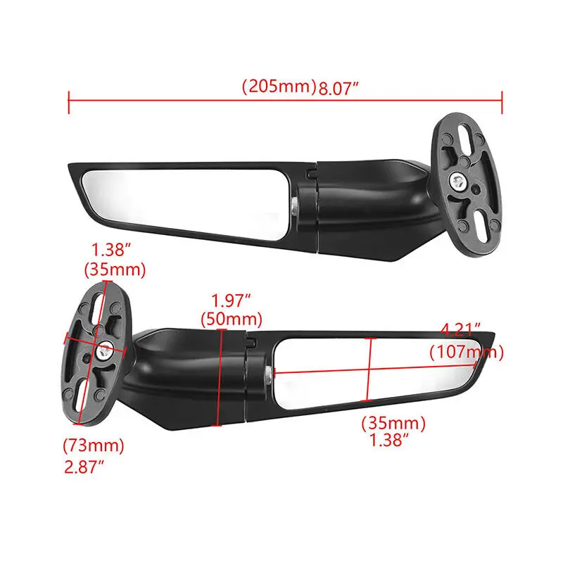 For Yamaha YZF R1 R3 R6 Honda CBR300 CBR600 Kawasaki NINJA ZX6R Adjustable Side Mirrors Rearview Wind Wing Mirror