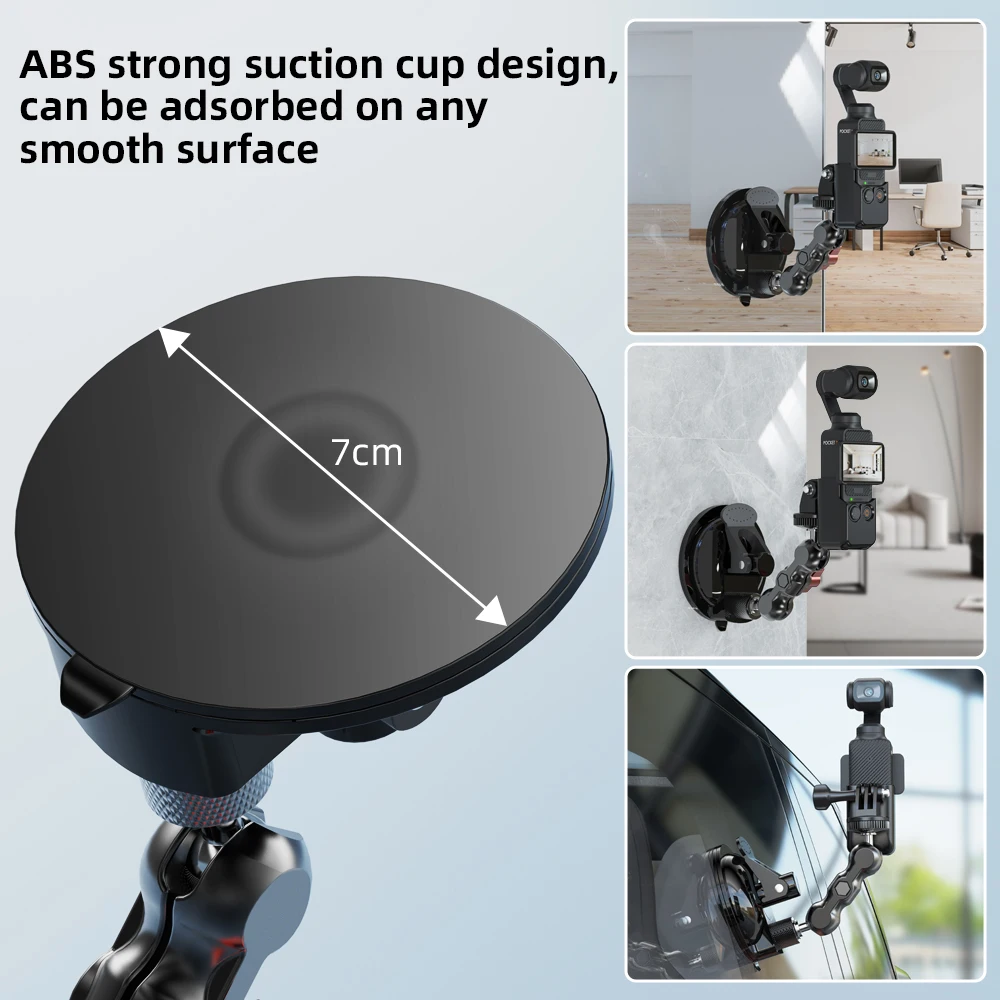 حامل كأس شفط بثلاثة جيوب، طقم حامل لوحة نافذة الزجاج الأمامي مع محول توسيع لـ DJI/GOPRO/Insta360 والمزيد من كاميرا الحركة