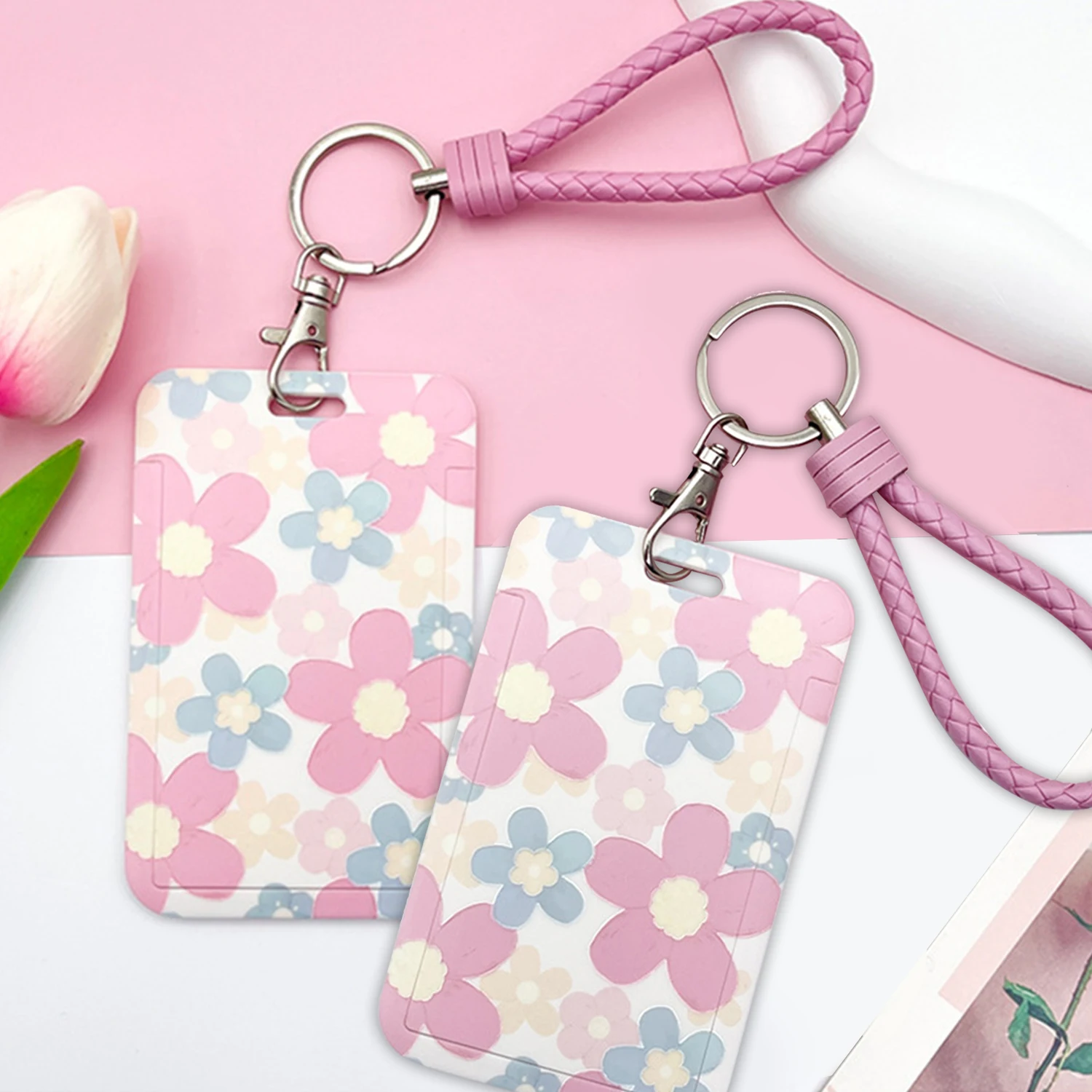 

Waterproof Cartoon Flowers Card Cover For Women Kids Bus Credit ID Name Business Working Bank Card Badge Holder Protective Cover