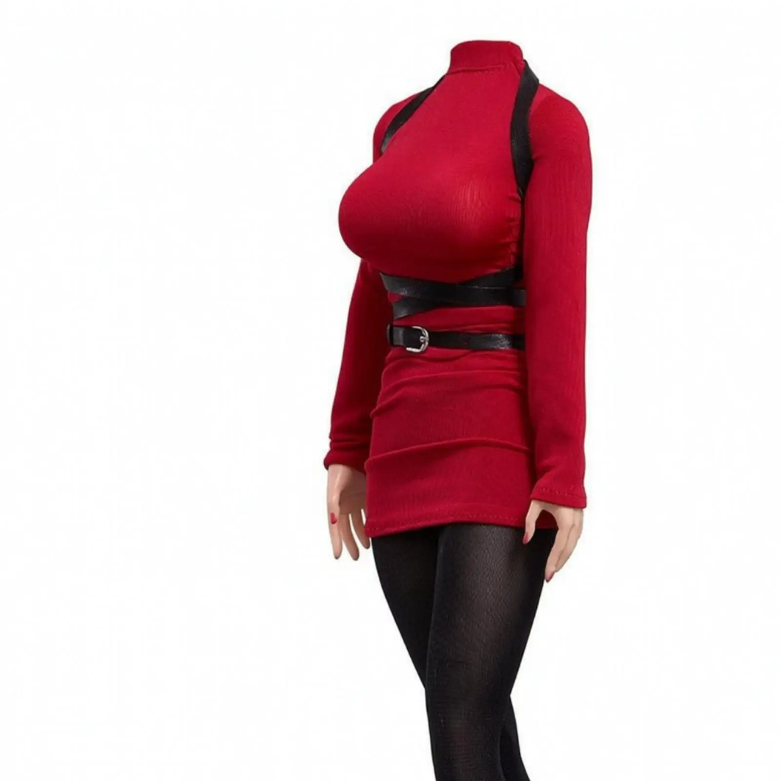 Doll Outfit Form-Fitting Mini Dress with Waist Strap High Neck Doll Dress Slim Silhouette for Customizers, Photo Setups