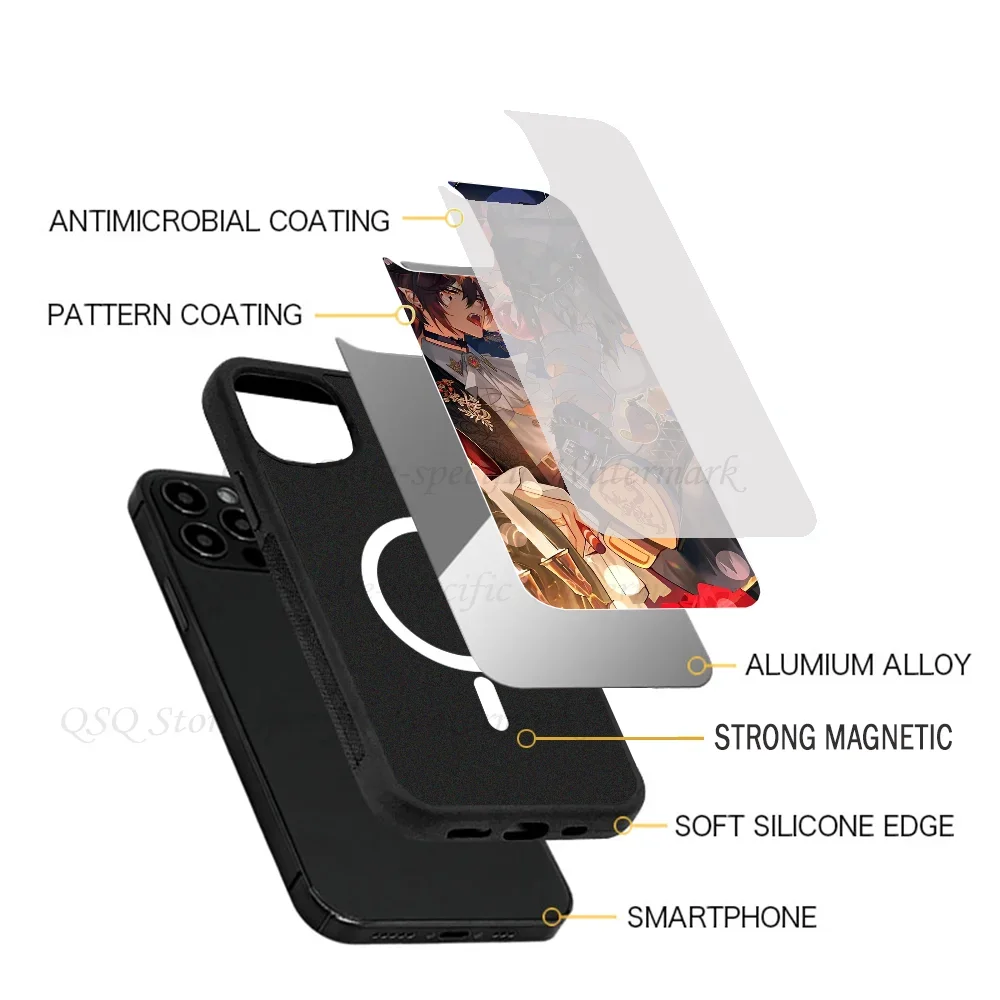 Genshin Impact Morax Zhongli Phone Cases For IPhone 15 14 13 Pro Max 11 12 Mini Alex Mirror TPU Shell