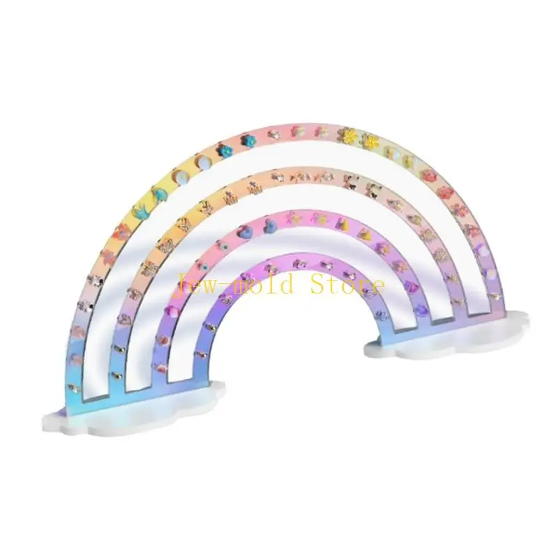 

C71B Acrylic Rainbow Cloud Earring Rack Unique Rainbow Cloud Earring Display Stand Practical Storage Holder for Bathroom