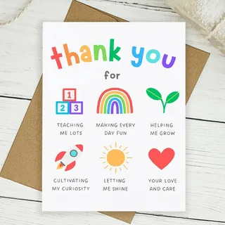 

Charming Thank You Card for Daycare Teachers Teacher Appreciation Gift: Unique Thank You Card for Educators, Women & Men - Birth