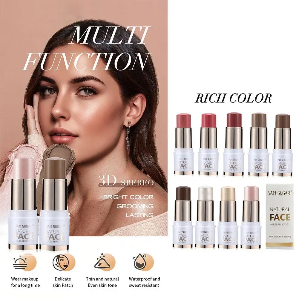 9 Colors Highlighter Stick Skin Tone Contouring Natural Blush Stick Makeup Stereo Multi-Purpose Concealer Cosmetics F8O2