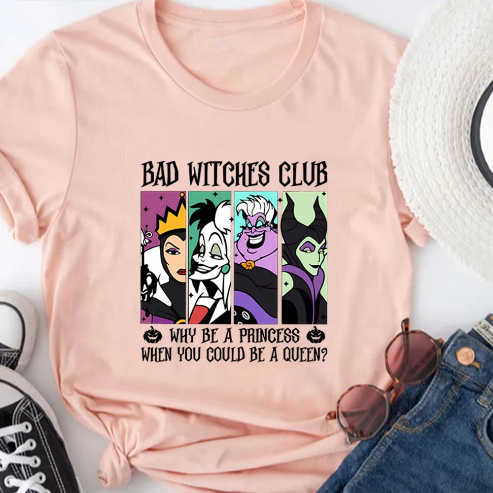 Bad Witches Club T Shirt Halloween Shirt Vintage Villain Gang Shirts Trick or Treat Tee Gothic Tshirt Unisex Short Sleeves Tops