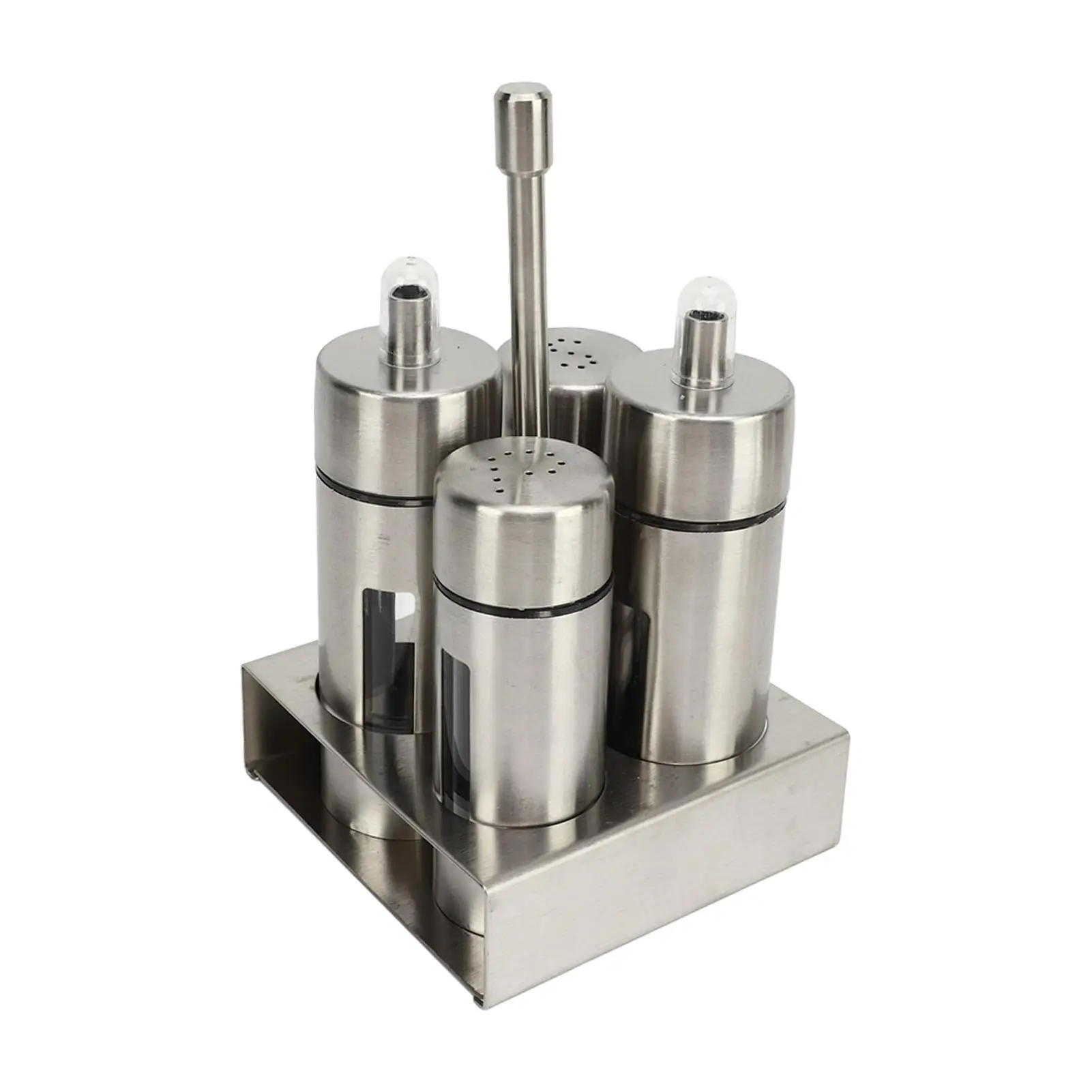 

Элегантный набор шейкеров для уксуса и перца из нержавеющей стали 304 с подставкой для использования на кухне Контейнер для масла и соли