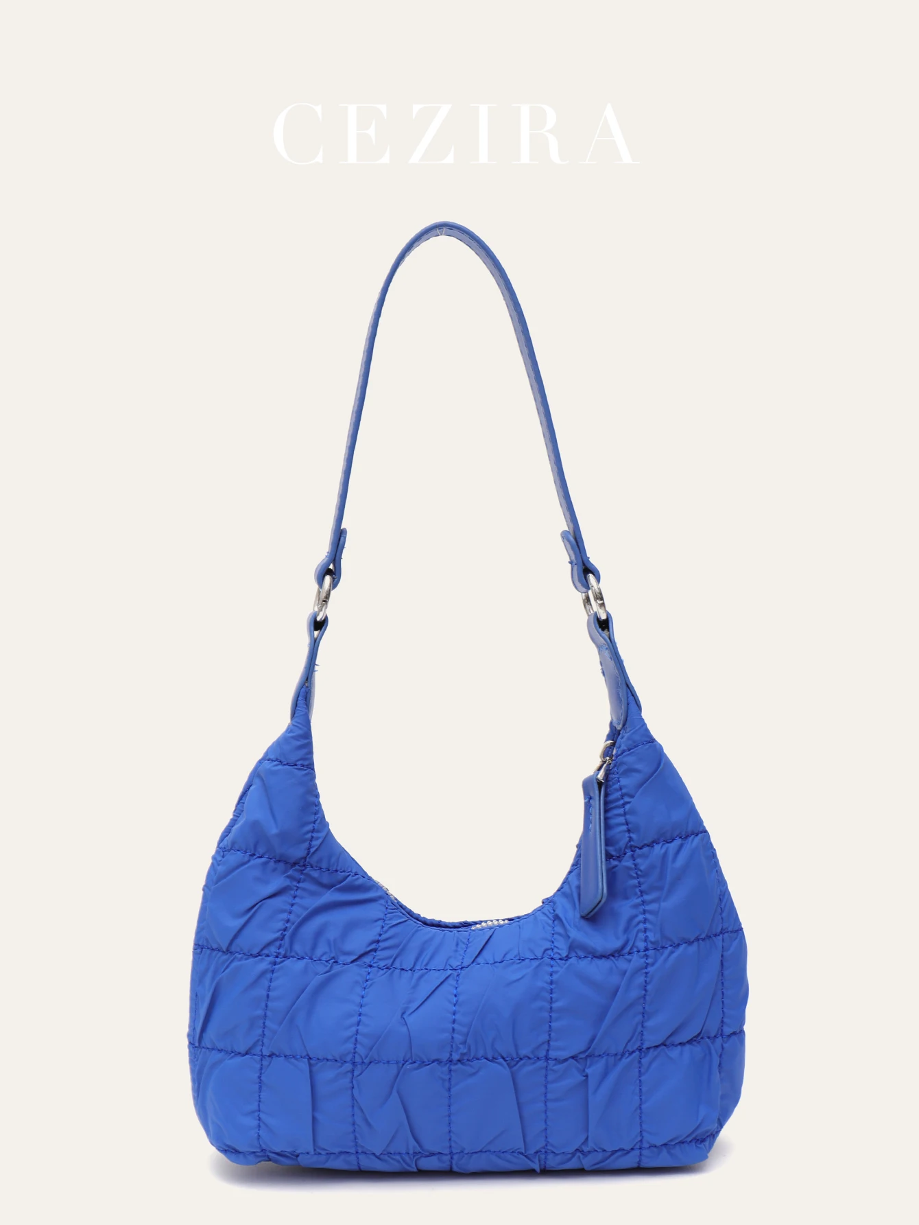

CEZIRA Soft Nylon Fabric Hobo Bags Women Daily Small Purse Pleated Thread Underarm Handbag Versatile Shoulder Cross Body Bag