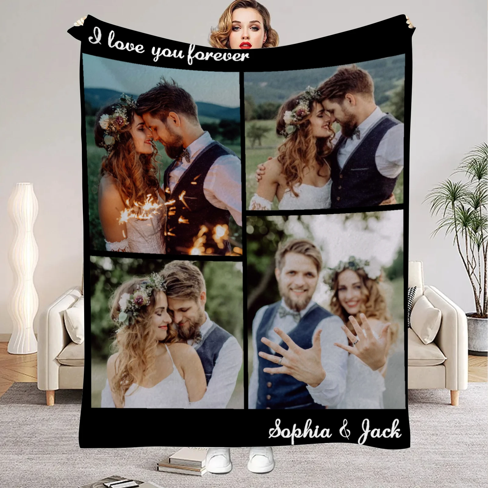 Custom Photo Flannel Blanket - Personalized Image Print, Soft & Cozy for All Seasons, Perfect Gift for Family & Friends