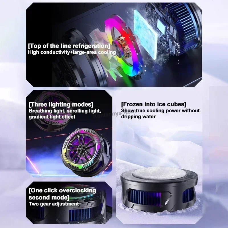 P68 Universal Frozen Mobile Phone Cooler Magnetic Semiconductor Cooler Cooling Fan Radiator for IOS Android PUBG Cool Heat Sink
