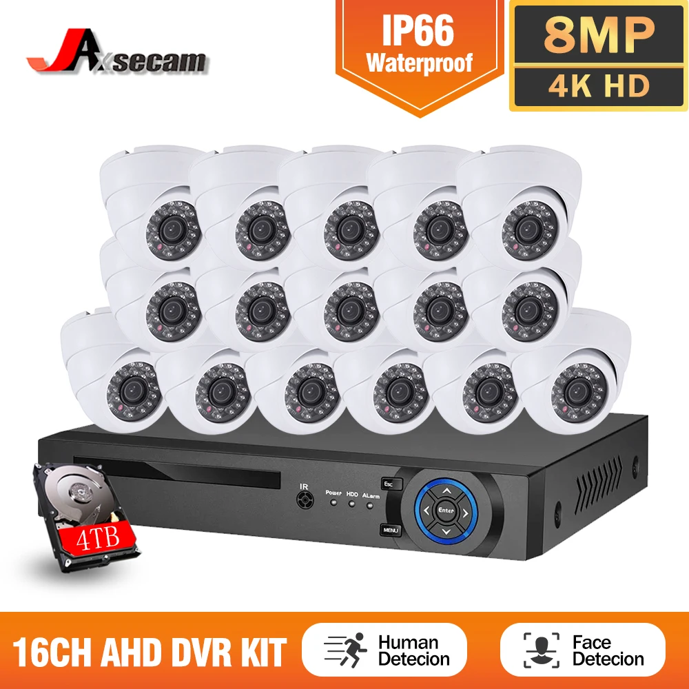 

4K H.265 16CH AHD DVR Video Surveillance System IR-CUT Indoor Outdoor Waterproof 8MP CCTV Camera P2P Security Surveillance Set