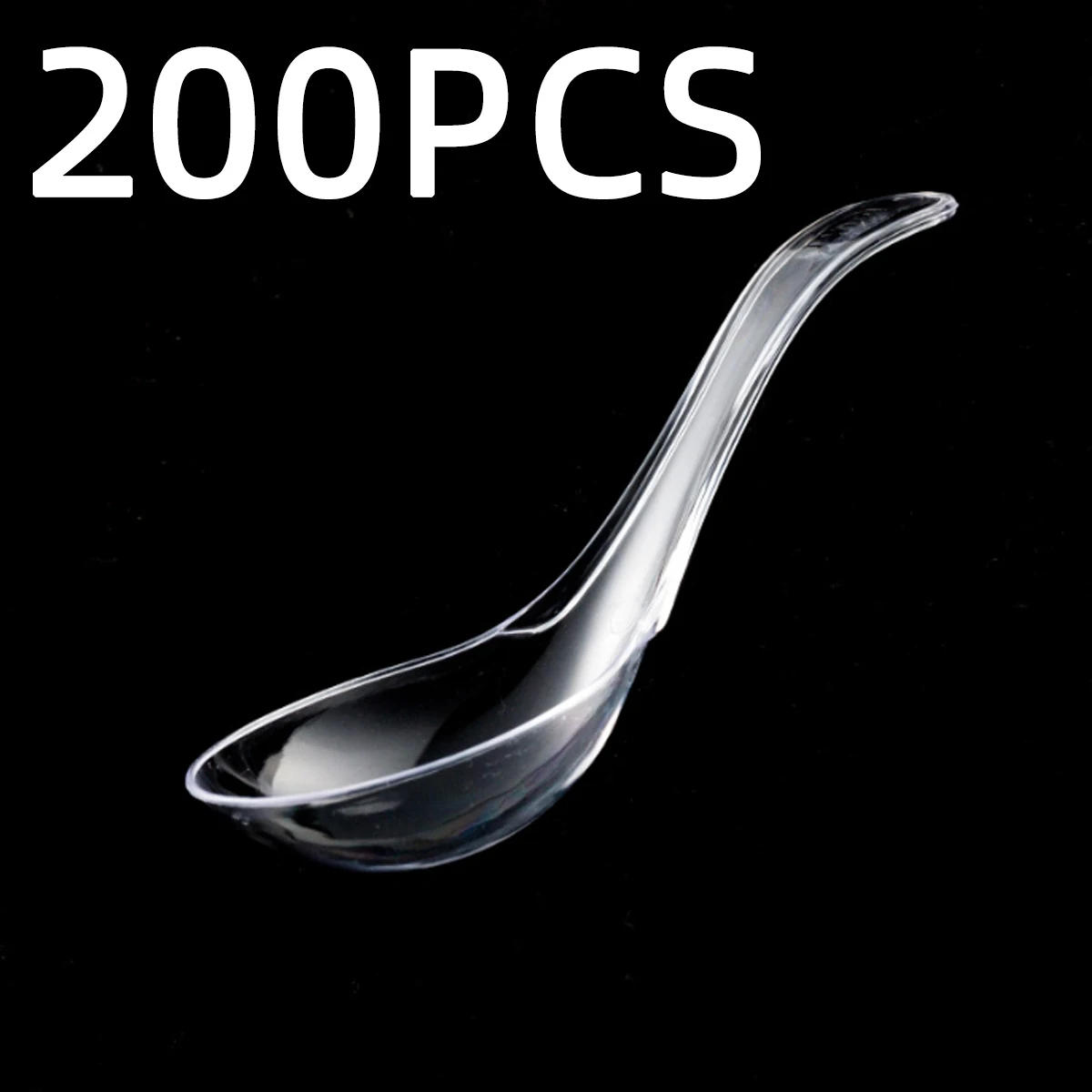 Colher de serviço descartável de plástico transparente, 50/100/200 peças com alça ergonômica adequada para festas, catering, buffets, restaurante