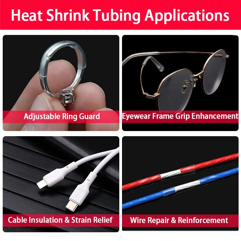Ultra-Thin Clear Heat Shrink Tubing for Eyeglass Repair - Non-Slip, Split Sleeve, Eco-Friendly Fast Shrink (0.8-6mm)