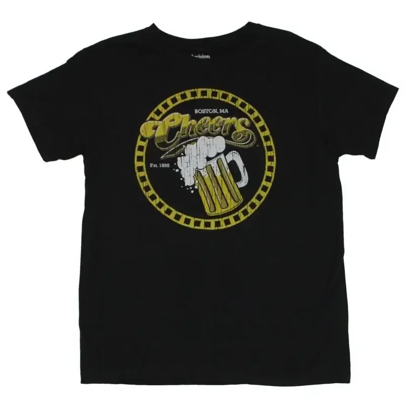 Cheers Adult New T Shirt Distressed Foamy Circle Mug Pic