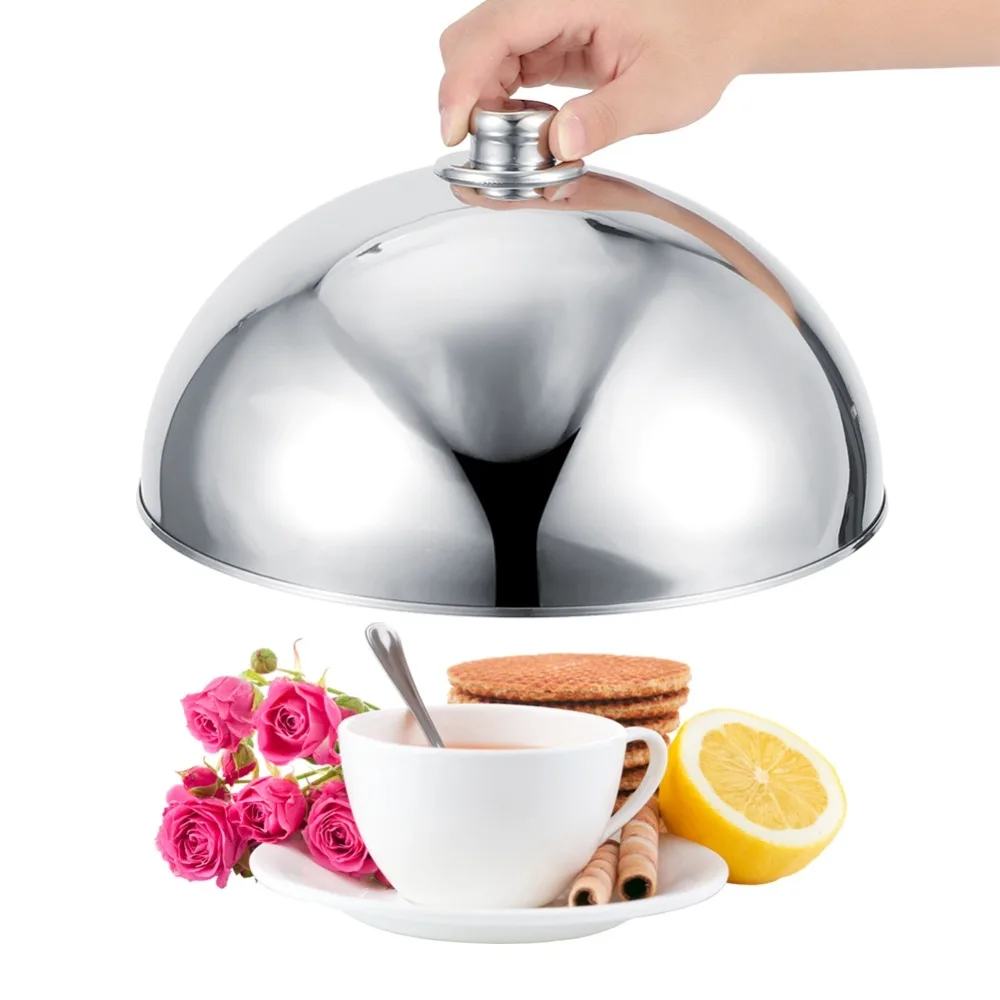 

Professional Stainless Steel Dish Cover Silver Round Dust Protector 12.5 Inch Cloche Cover Restaurant