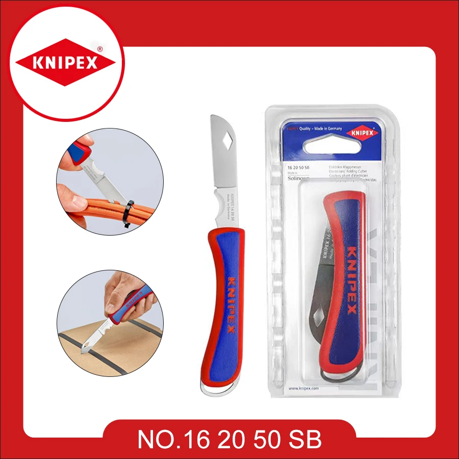 KNIPEX 162050 SB Klappmesser für Elektriker, Kunststoff-200 mm Allzweckmesser