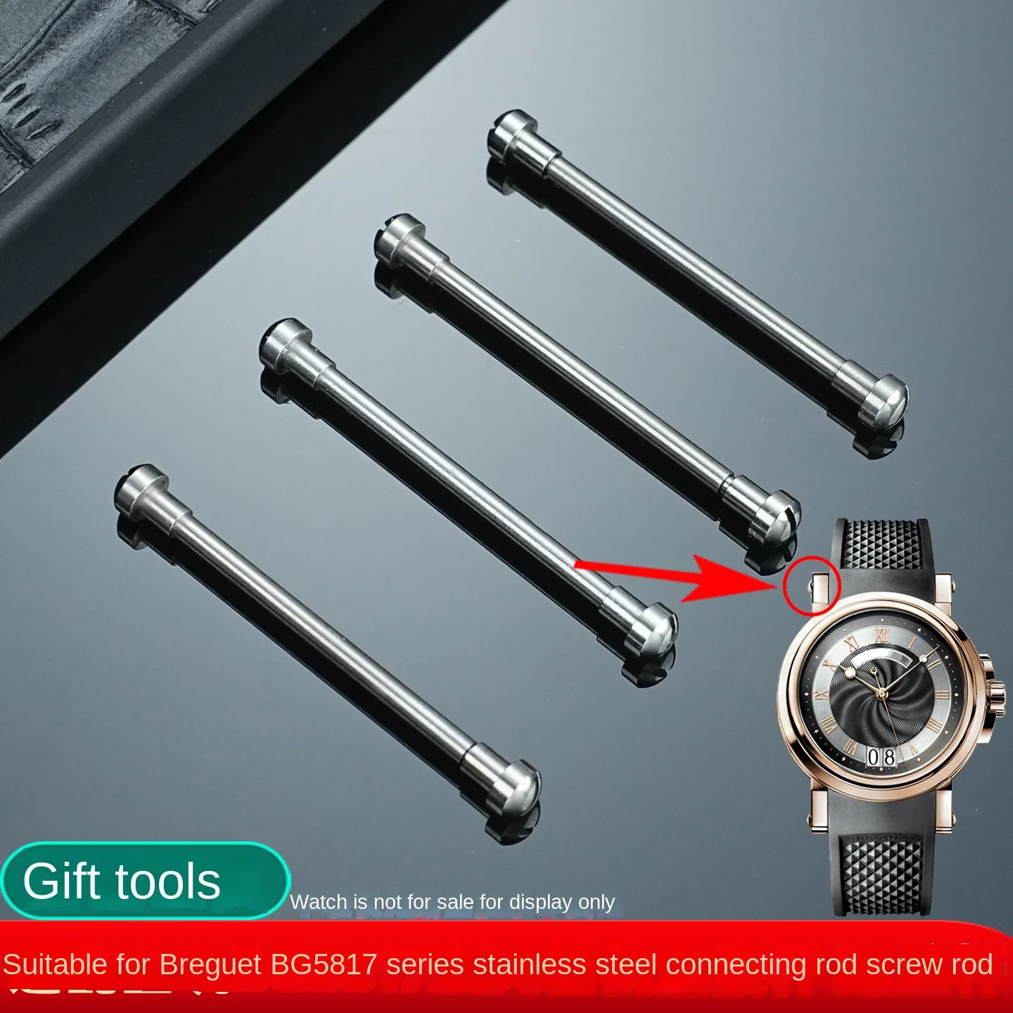 Para Breguet MARINE Series 5817 biela correa de goma/cuero varilla de tornillo correa de reloj dedicado varilla de oreja 304L pieza de reloj