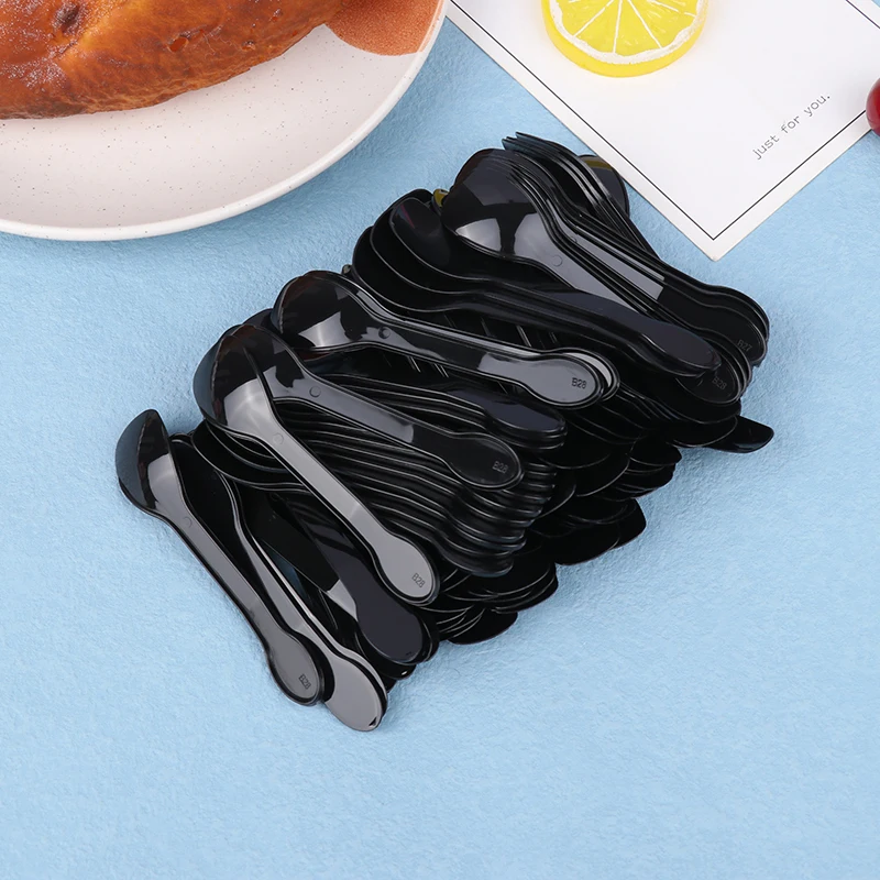 Mini cucharas de plástico de piezas, cubertería para gelatina, helado, postre, aperitivo, suministros para fiestas, 100