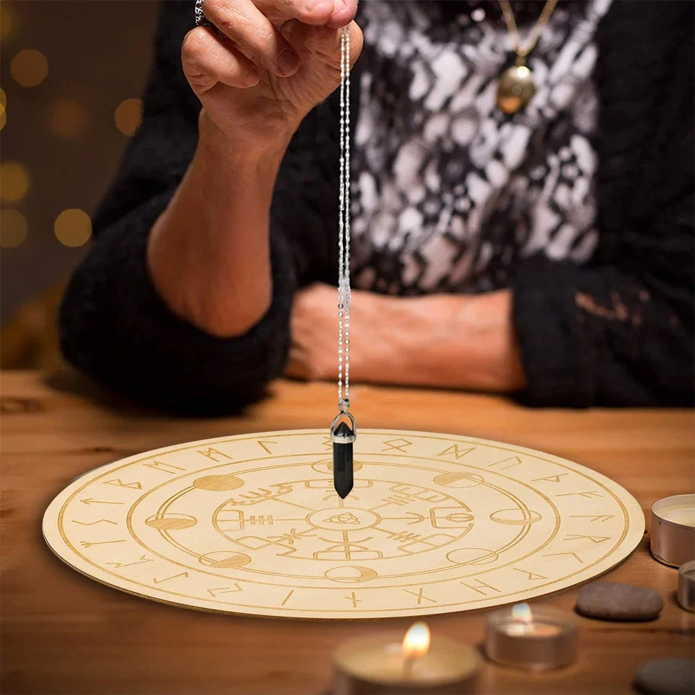 15cm Wooden Energy Crystal Divination Tray Meditation Yoga Wicca Coaster Decision Making Divination Board Home Decor Supplies