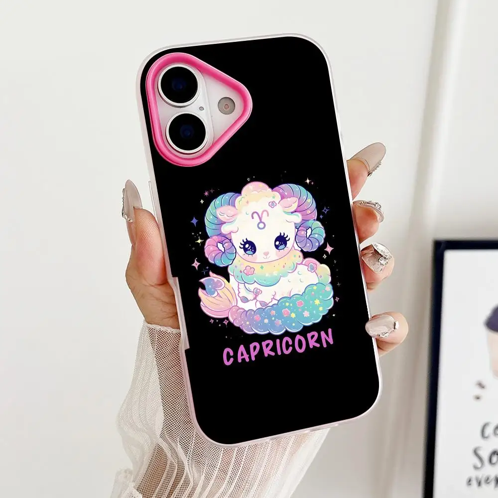 

Zodiac Sign Capricorn Phone Case for iPhone 17 16 15 14 13 12 11 Air Pro Max Plus Jelly Double layer Rose Red Cover