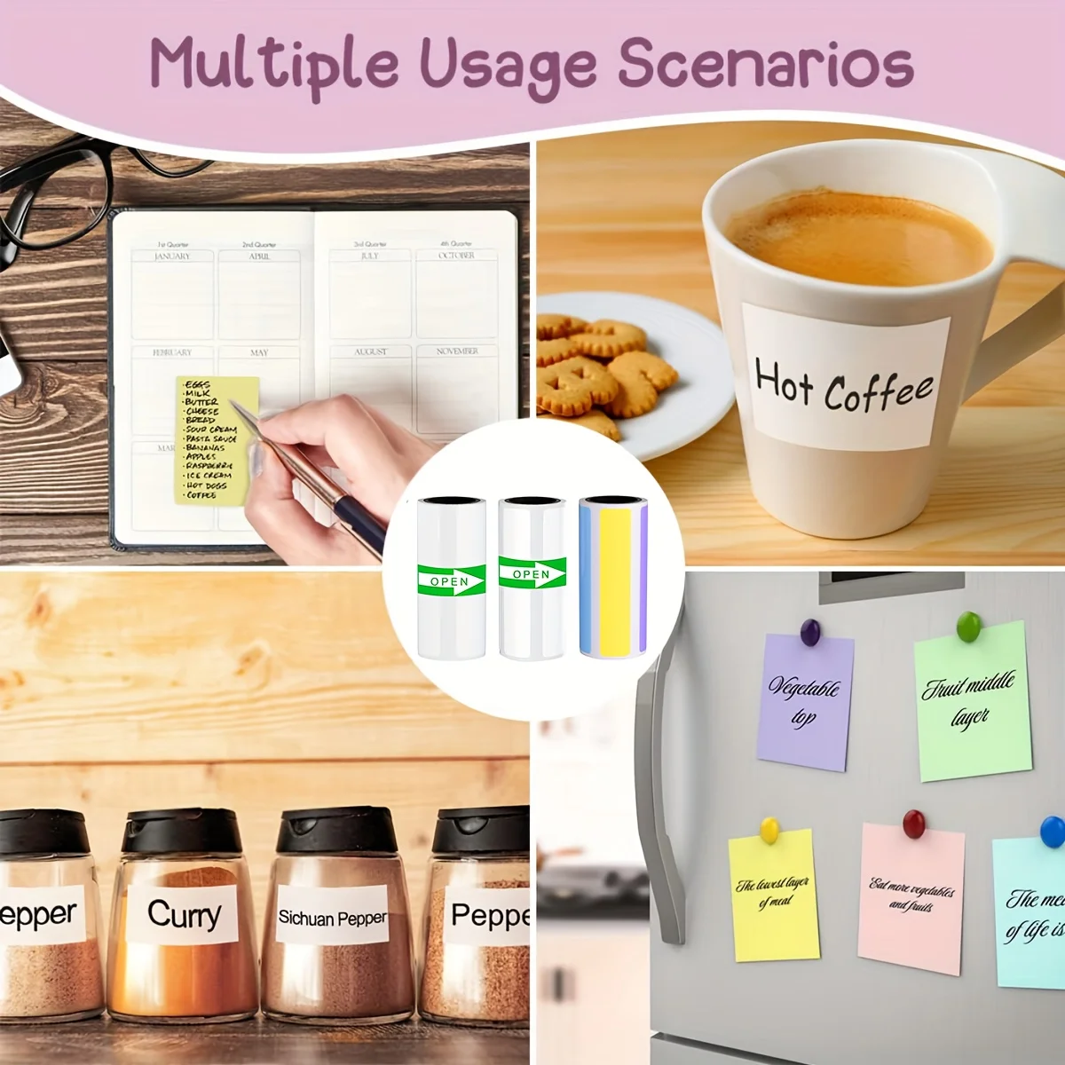 Colorful Paper Label Rolls and White Paper Rolls (50*15mm and 50*30mm) - Continuous Printing Paper for Printable Wrapping