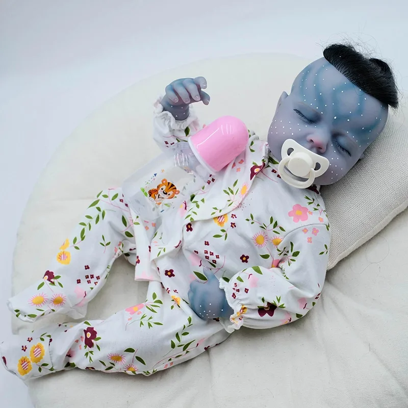 49CM Full Vinyl Body LouLou Lifelike Reborn Toddler Newborn Doll Hand-Detailed Paint with 3D Visible Veins