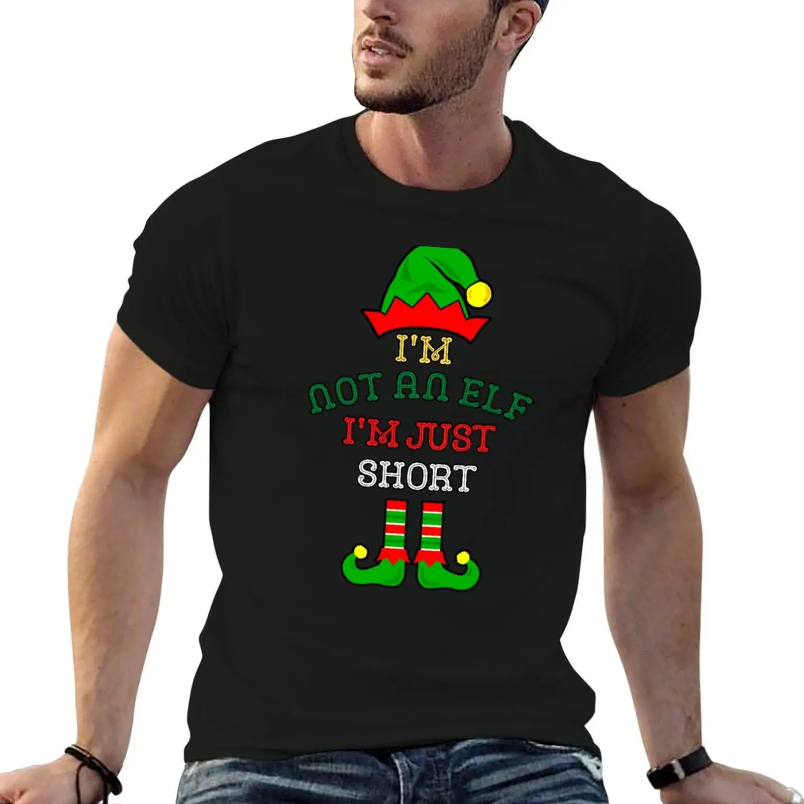 

I'm Not An Elf I'm Just Short - Ugly Christmas Elf T-Shirt oversized graphic tee blue archive mens graphic t-shirts funny