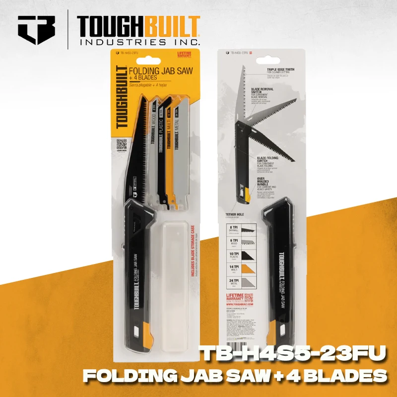 TOUGHBUILT TB-H4S5-23FU Folding Jab Saw With 4 Blades Woodworking Saws Garden Logging Toughbuilt Hand Saws Hand Tools