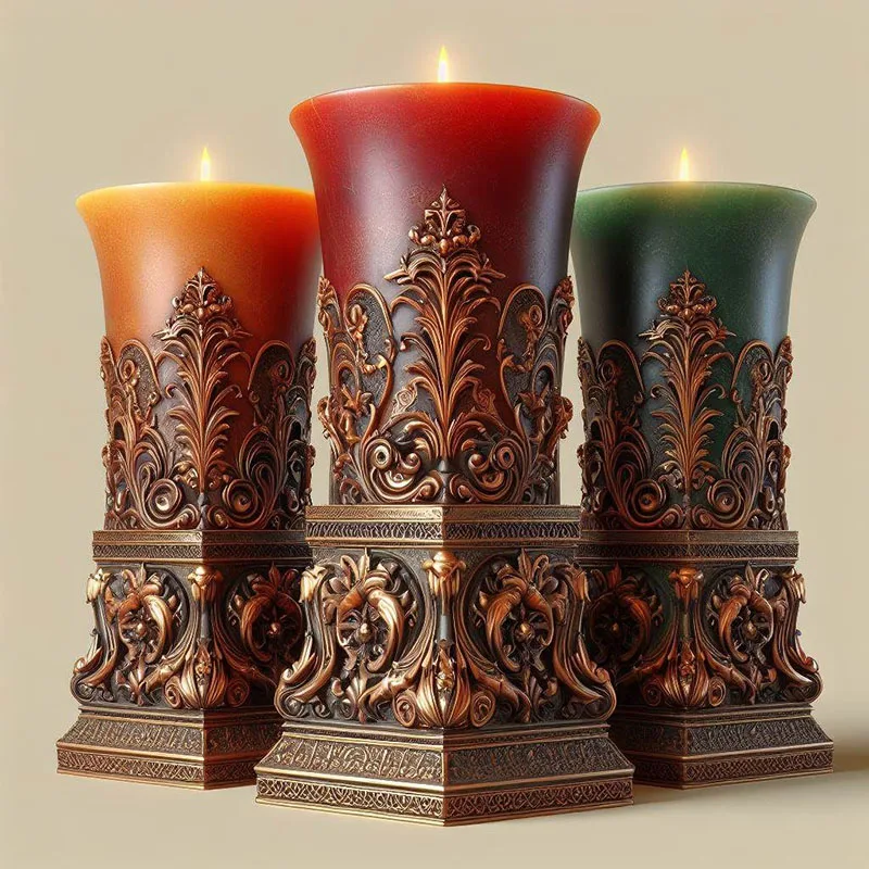 A European-Style Baroque Scroll Pattern Column-Shaped Silicone Mold for Making Candles and Aromatherapy Products, Handmade Aromatherapy Candle Plaster Resin Ornament Mold