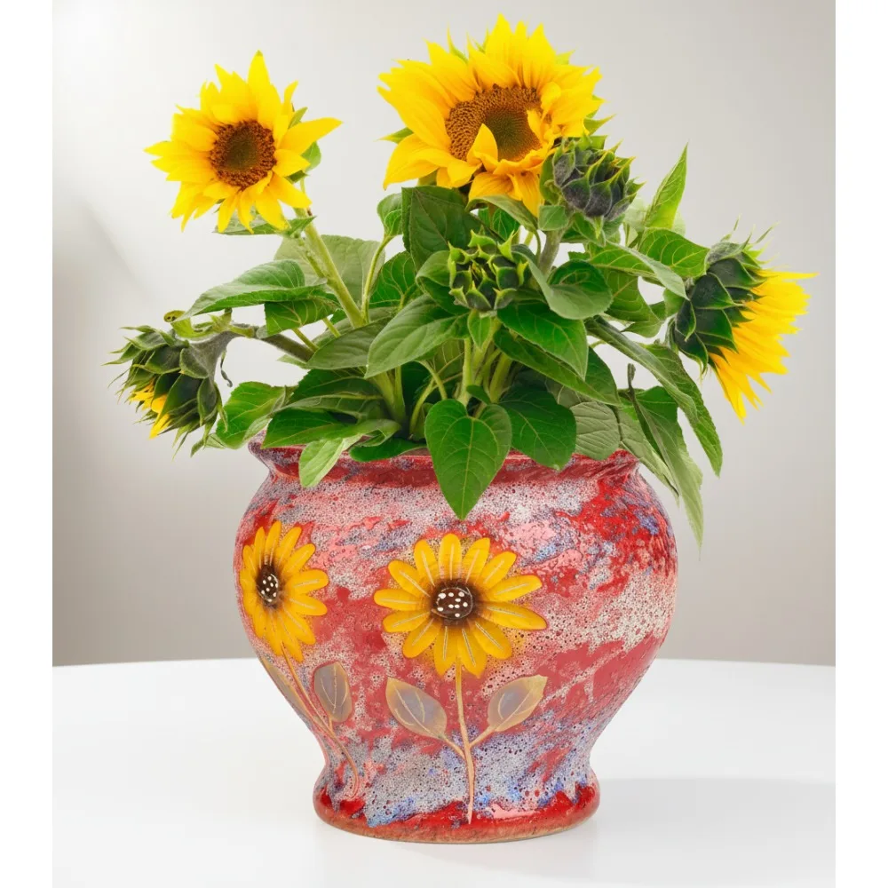 

Hand Painted Ceramic Succulent Pots, 9 Inch Large Planters for Indoor Outdoor Plants, Vintage Decorative Vase Home Decor