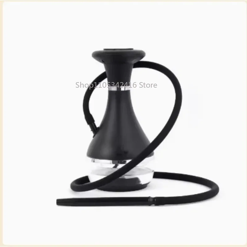 Electric Portable Hookah Set, Stainless Steel & Acrylic Base with LED Display - 3000 Puffs Rechargeable Shisha Kit