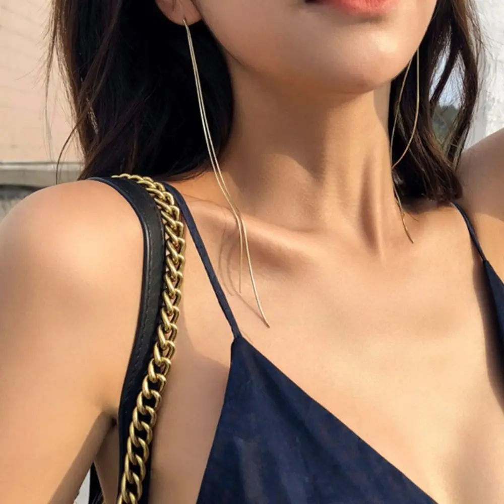 Accessories for Women Long Tassel Threader Earrings for Women Wave Shaped Simple Long Chain Earring Wedding Party Jewelry Gift