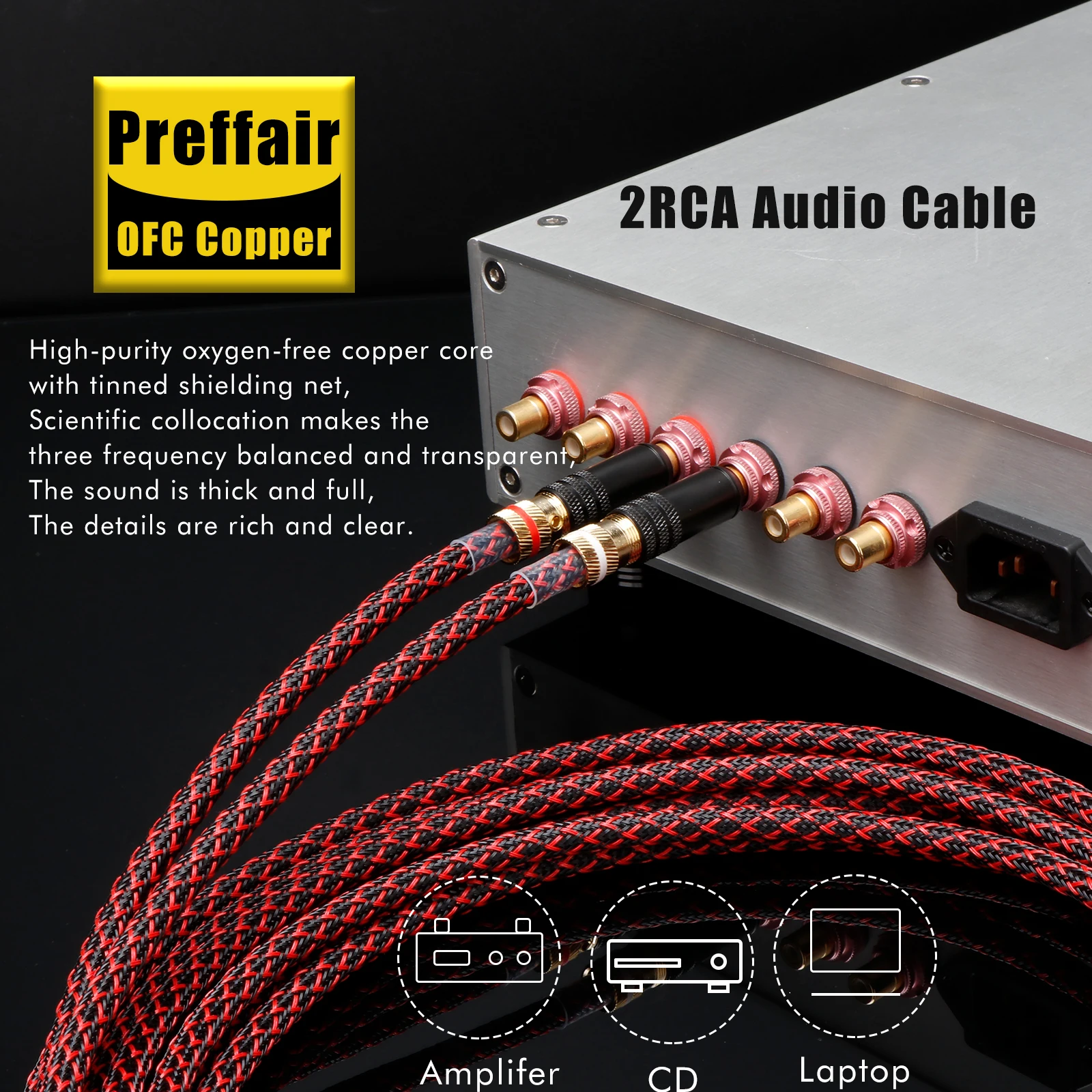 1 쌍 Preffair X401R1730/R1739 하이엔드 OCC 구리 쉴드 RCA 케이블 남성 RCA 오디오 케이블 AMP/DAC/CD/믹서용 연장 코드 와이어