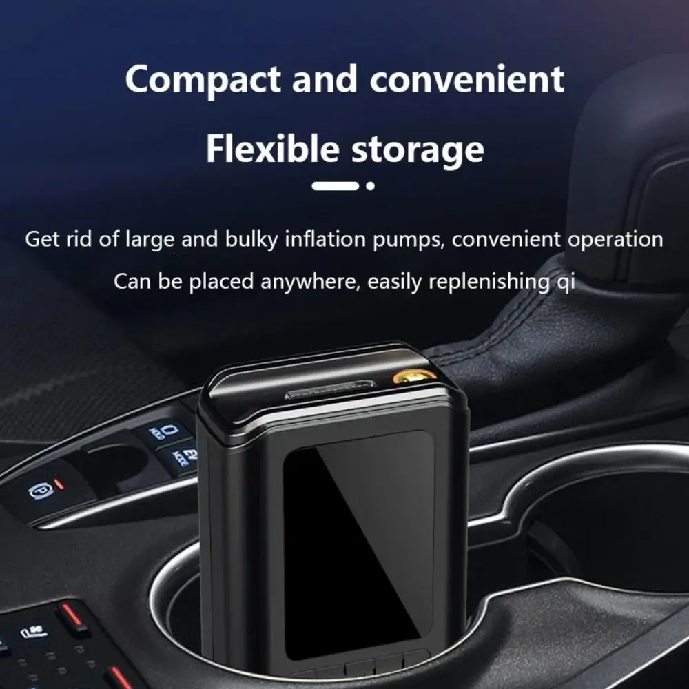 Portable Wireless Car Air Pump USB Rechargeable LED Display Motorcycle Air Inflator Multi-Function LED Light Electric Air Pump
