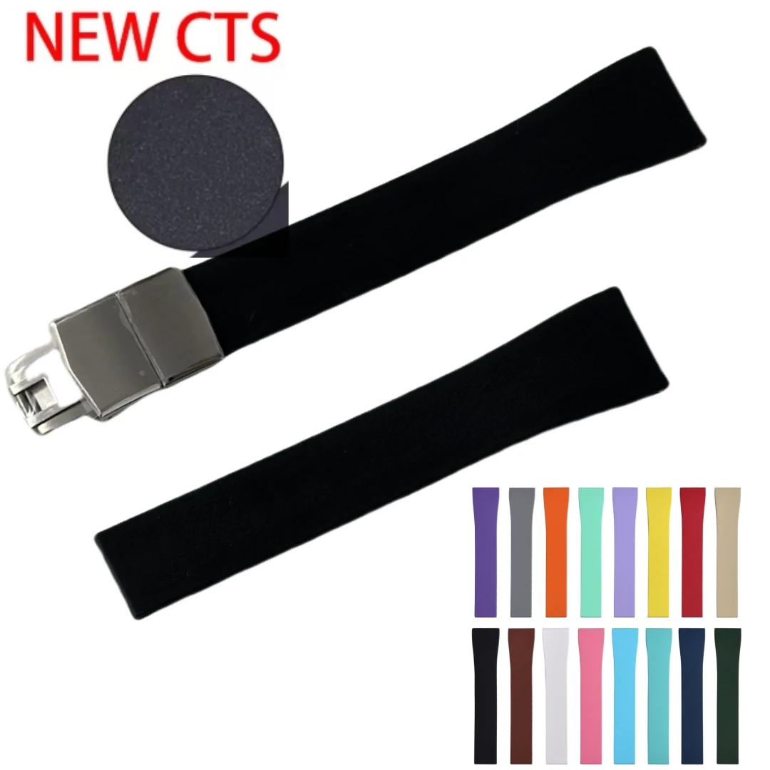 

CTS Fluororubber Watch Strap 16mm 18mm 19mm 20mm 21mm 22mm Quick Release Butterfly Buckle New CTS FKM Strap For Cut To Size