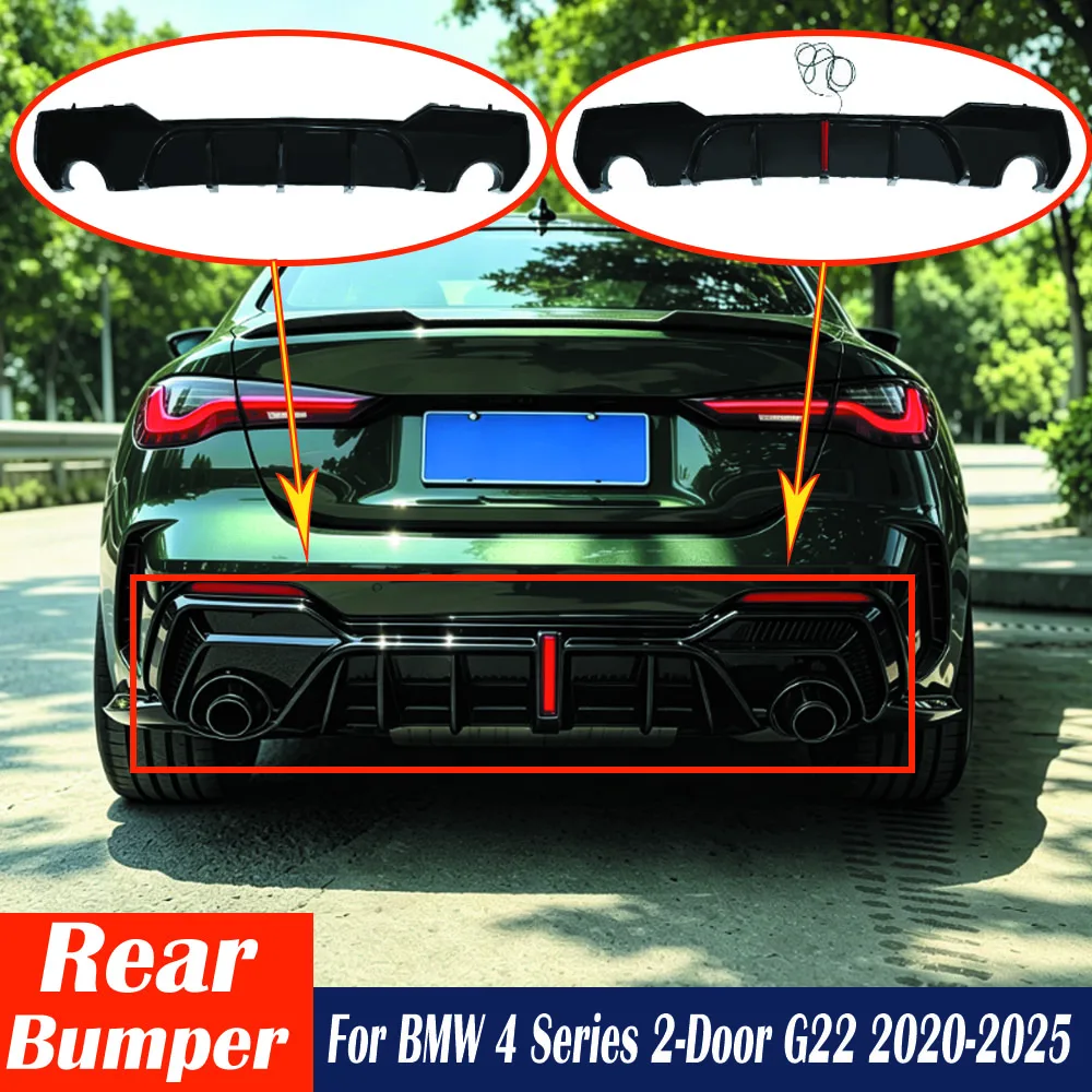 Car Rear Bumper Spoiler Lip with/without LED for BMW 4 Series 2-Door G22 2020-2025 Rear Roof Trunk Splitter Tail Fin Accessories