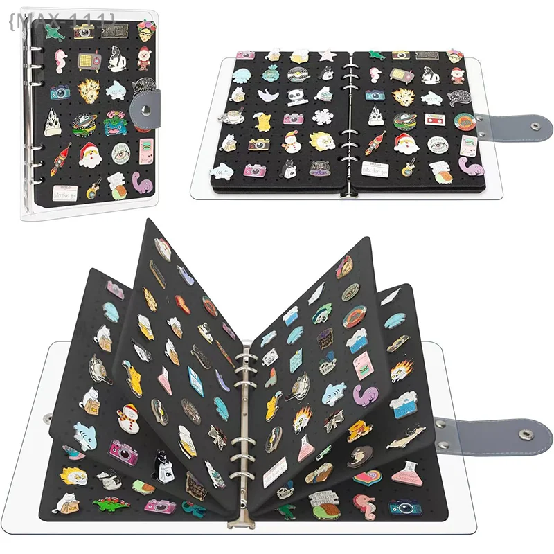 【لا】ألبوم دبوس التذكار - كتاب عرض بروش اللباد مع صندوق شارة معدنية لتنظيم وجمع السحر بنفسك