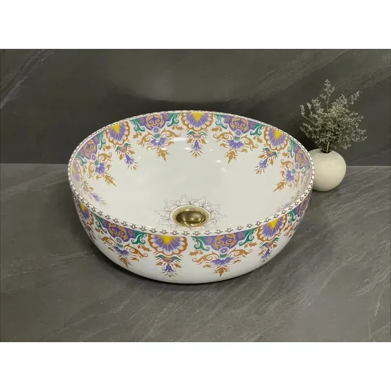 Decorative Design Antique Ceramic Washbasin Unique Art Basin Washbasin Table too for Bathroom