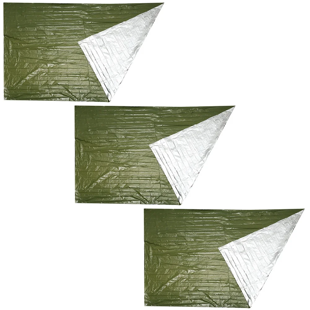Manta de emergencia multiusos, aislamiento térmico a prueba de viento, Kit de supervivencia para acampada, senderismo, manta de emergencia, suministro de acampada, 3 uds.