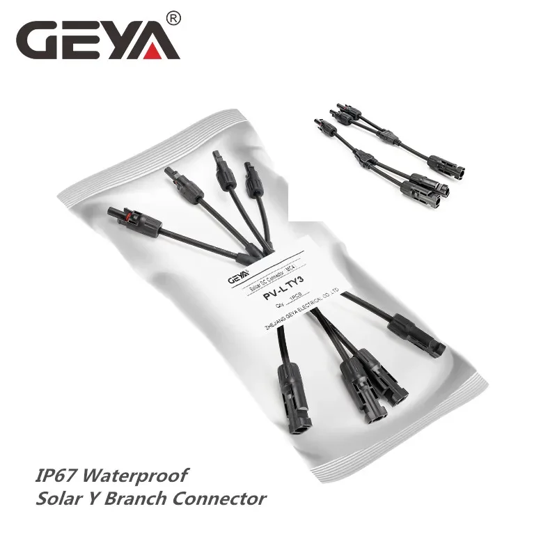 GEYA 1Pair Solar Cable Branch Solar Connector Male & Female Y Branch Solar Connector for PV System 1000V