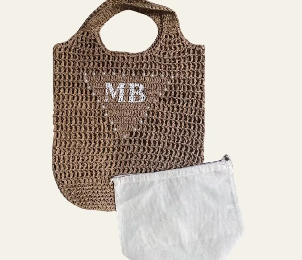 Personalized Raffia Beach Tote Beach bag Straw Beach Bag Personalized Custom Initial Woven Tote Personalized Gift