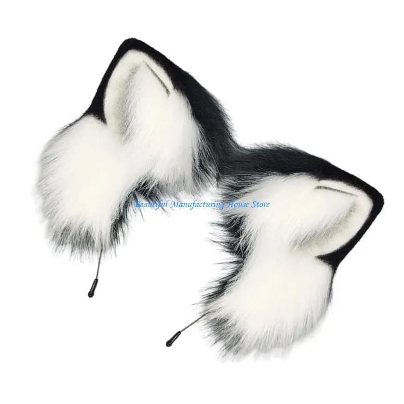 E56a Belvera fascia per le orecchie peluche per festa del cosplay Halloween con disegni morbidi e realistici per per
