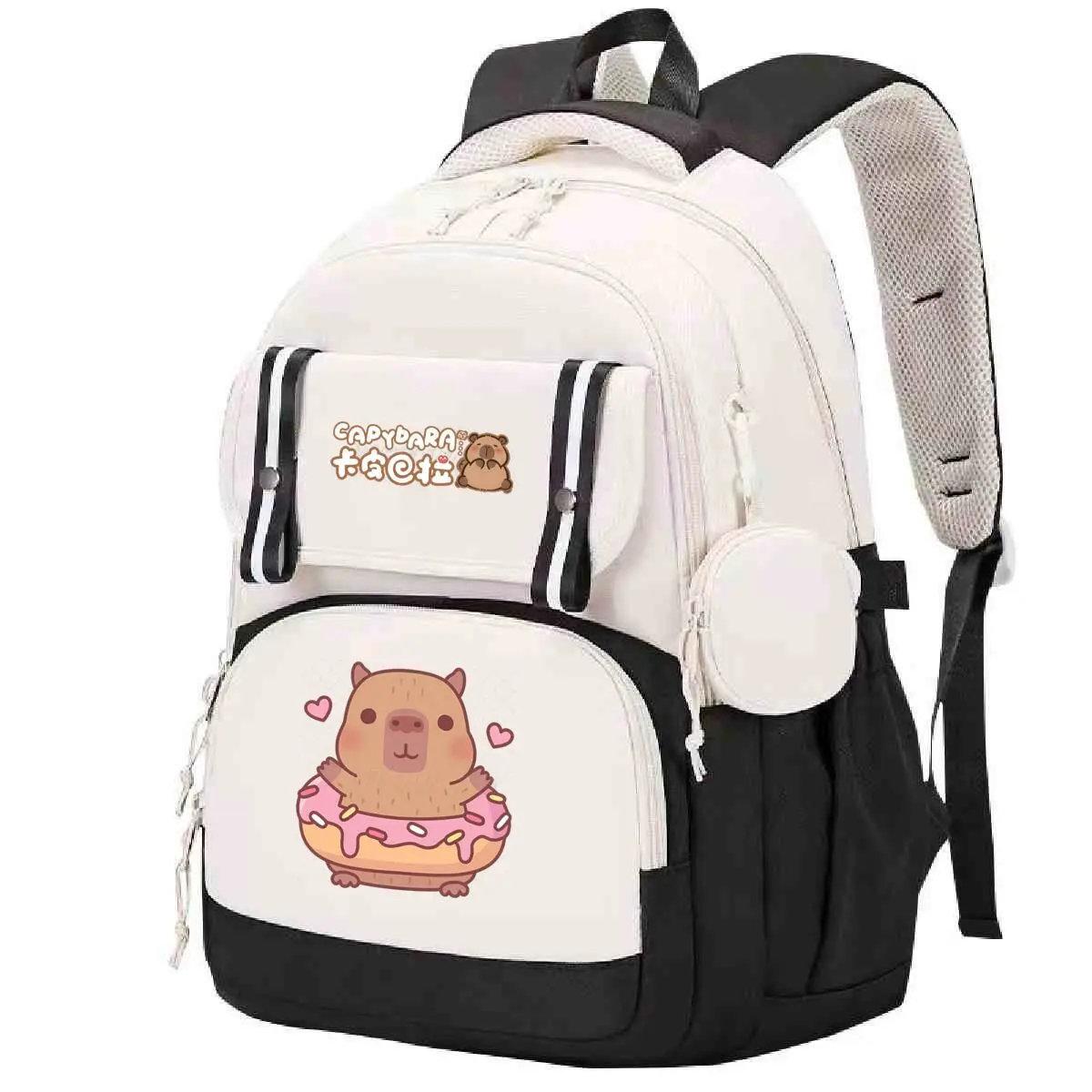 Bonito capivara impressão mochila escolar meninos meninas presente para o amante do capivara dos desenhos animados bookbag grande capacidade estudantes mochila escolar