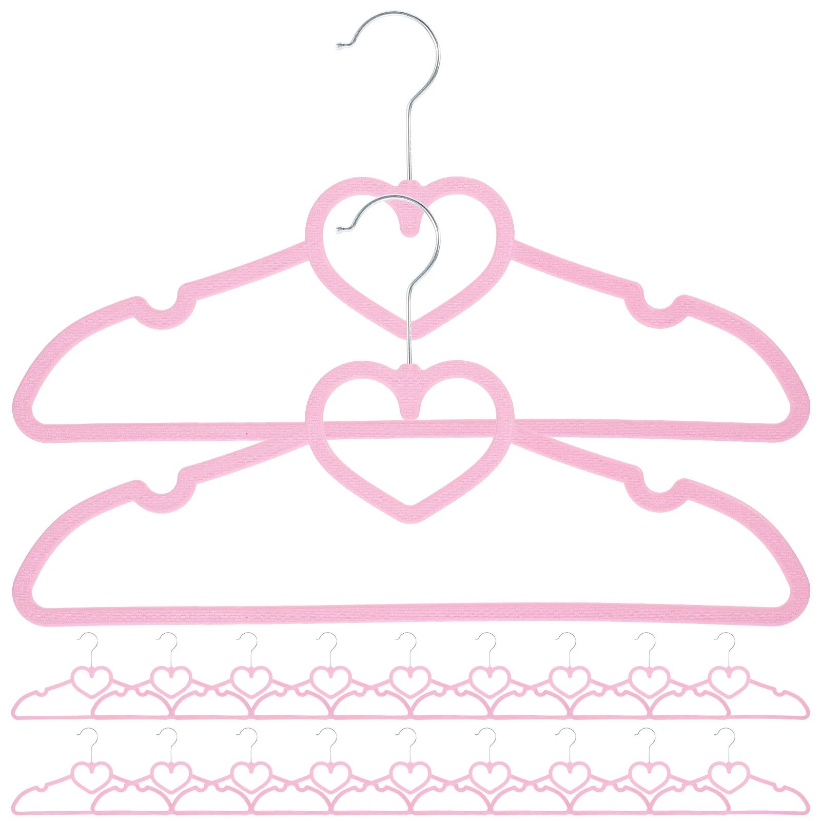 

20pcs Heart Shaped Clothes Hanger Pink Plastic Portable Non Slip Rack for Kids Home Closet Space Saver Dry Wear