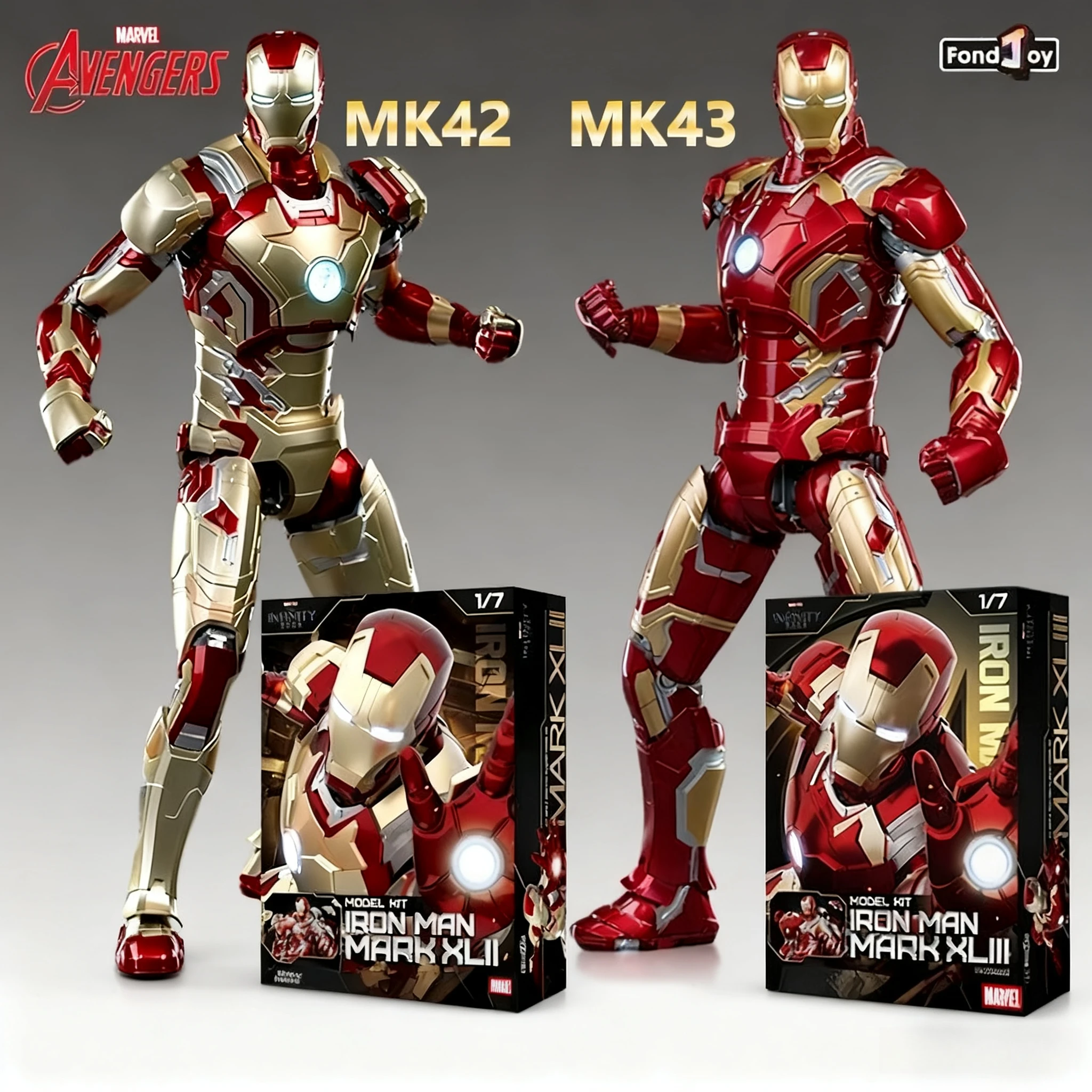 

26 см Fondjoy оригинальный Железный человек 1/7 MK42 MK43 MK46 собранная фигурка Тони Старка настольное украшение коллекционная игрушка подарок на день рождения