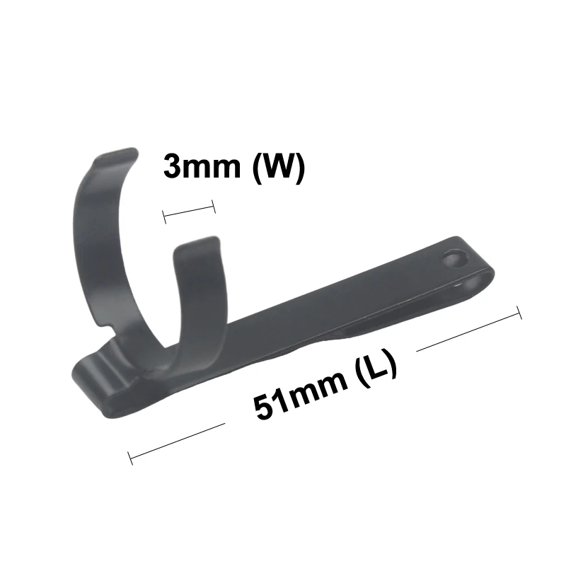 51mm (L) x 22.5mm (D) Stainless Steel Flashlight Pocket Clip