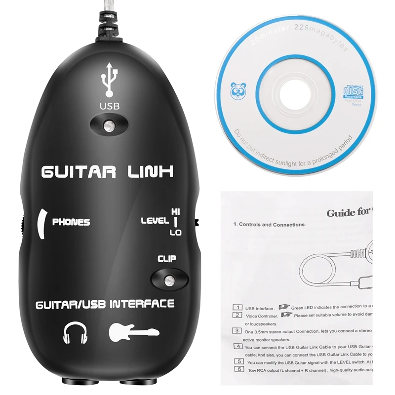 كابل ربط الغيتار إلى واجهة USB ، محول ، ماك ، كمبيوتر شخصي ، تسجيل CD ، استوديو ، كمبيوتر محمول