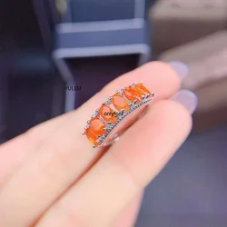 New 925 Silver Color oval Orange Fire Opal Rings for Women Wedding Fashion Jewelry Birthstone Ring